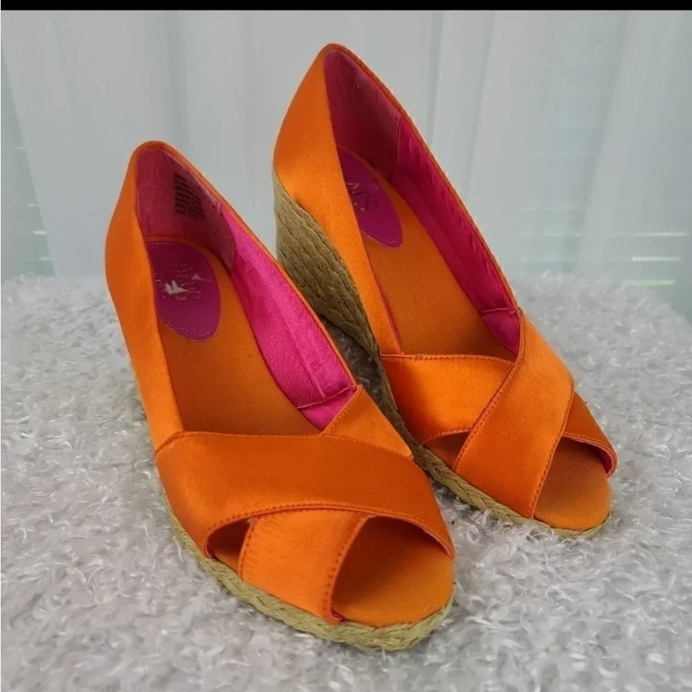 Chaps Wedge Heel Espadrille Orange 7.5